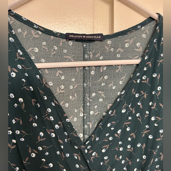 BRANDY MELVILLE GREEN FLORAL WRAP DRESS - Picture 11 of 11